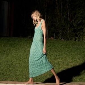 Zara Crochet  Knit Swim Coverup Dress Maxi Midi Size Large